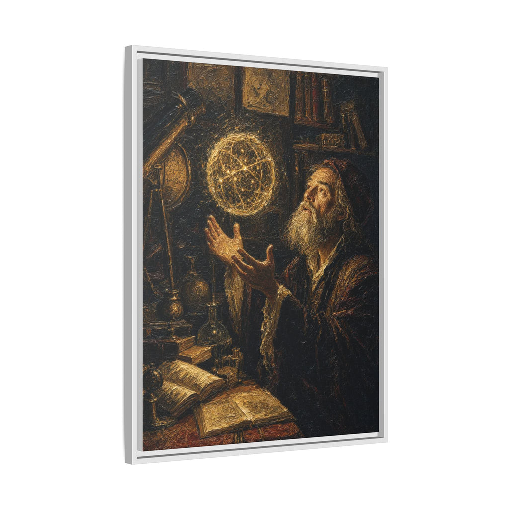 Framed Matte Canvas Art — Old Astronomer with Celestial Globe