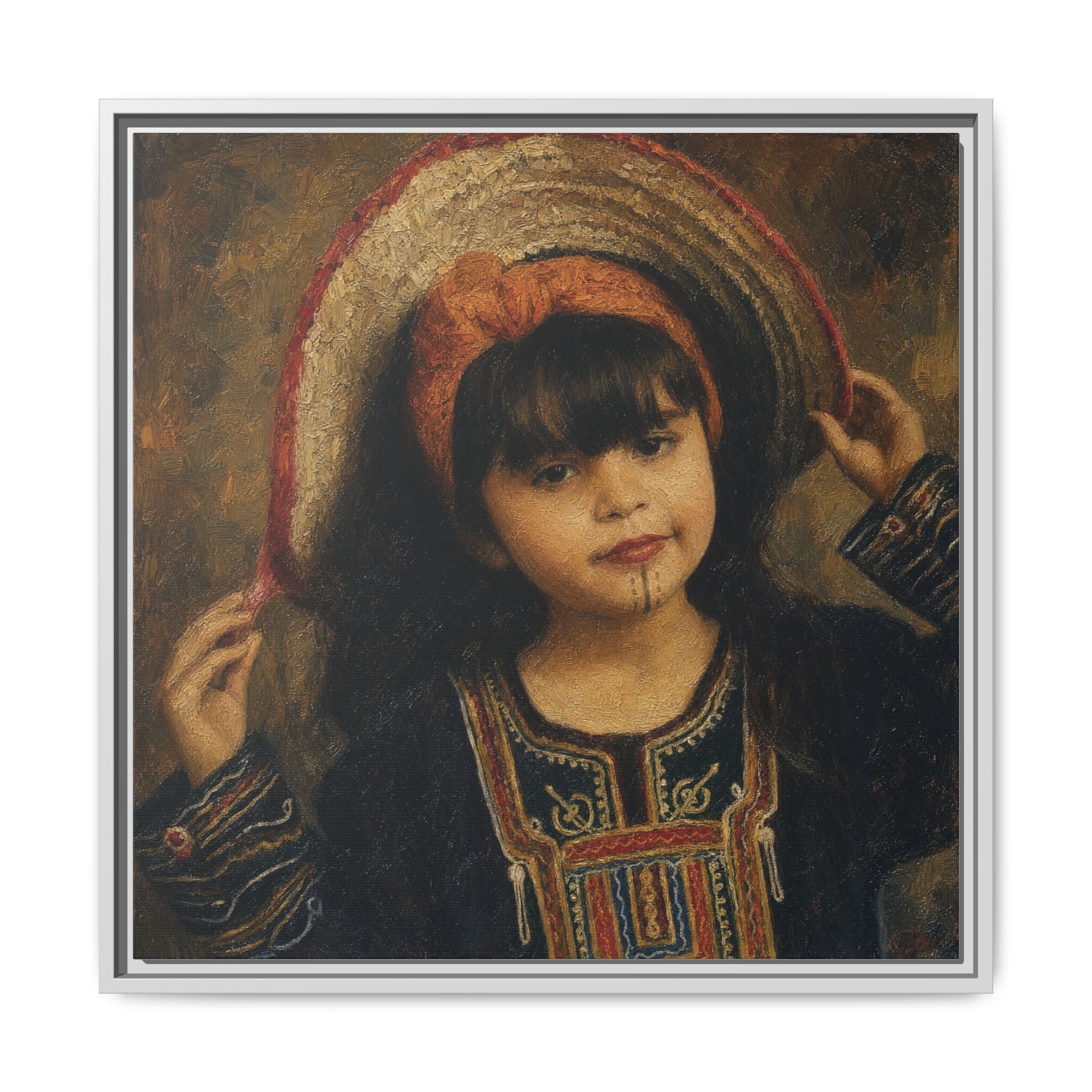 Framed Matte Canvas Wall Art — Vintage Portrait of a Girl