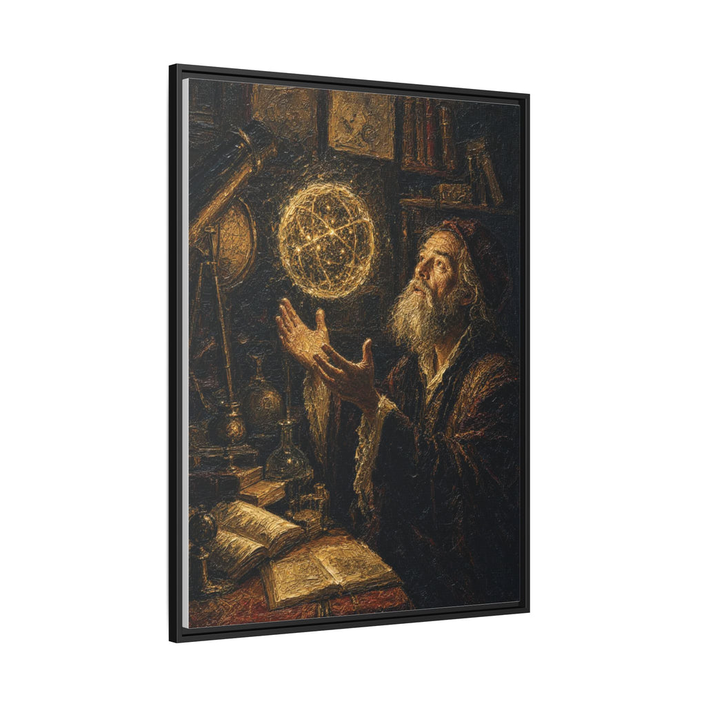 Framed Matte Canvas Art — Old Astronomer with Celestial Globe