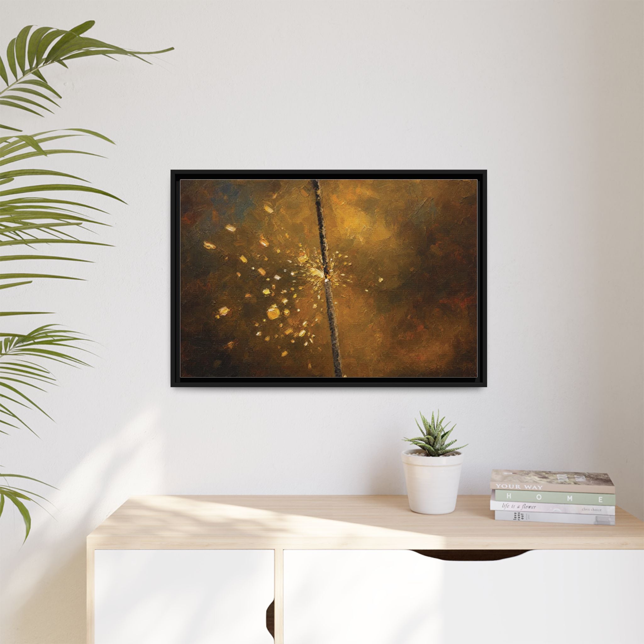 Abstract Gold Splatter Matte Canvas Framed Wall Art