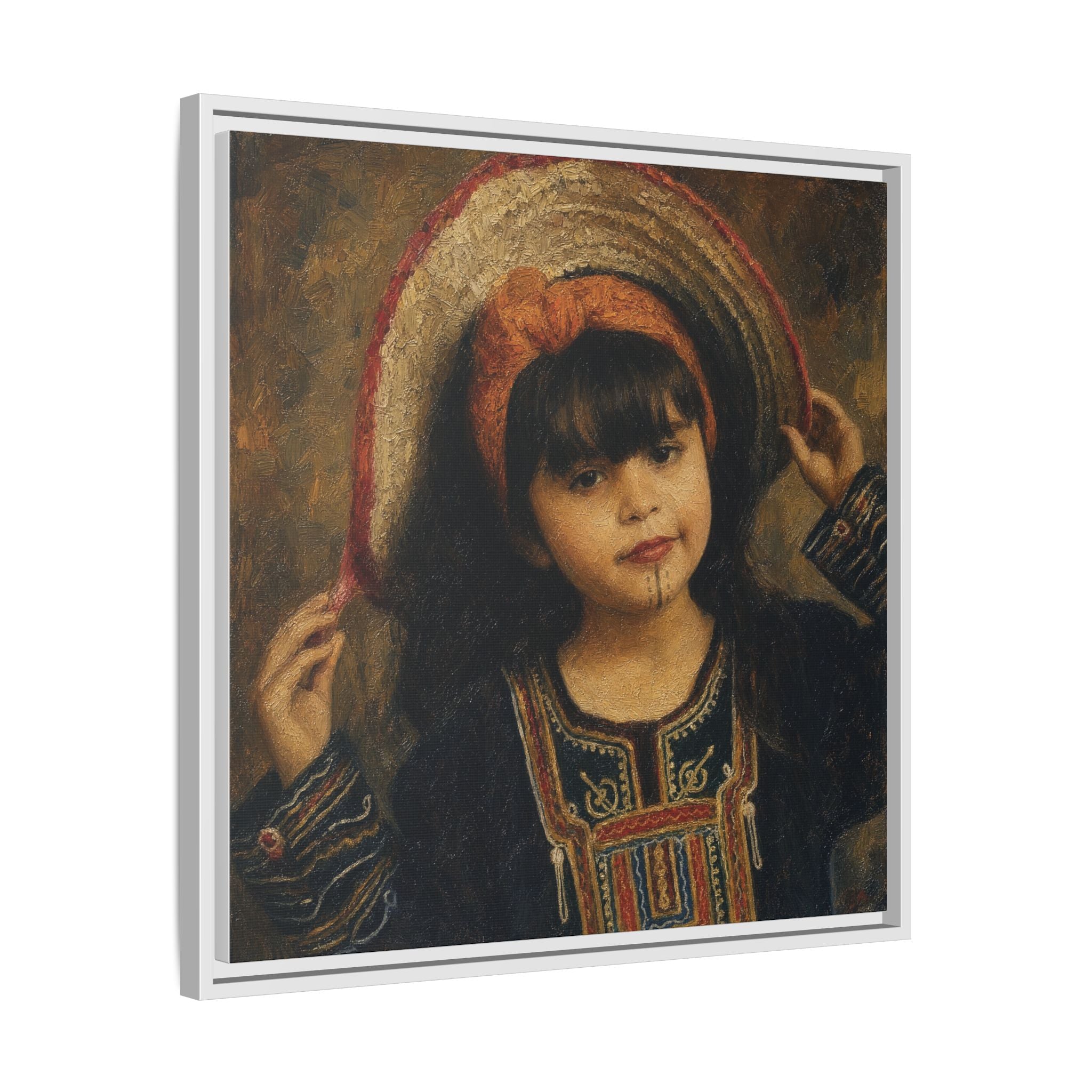Framed Matte Canvas Wall Art — Vintage Portrait of a Girl