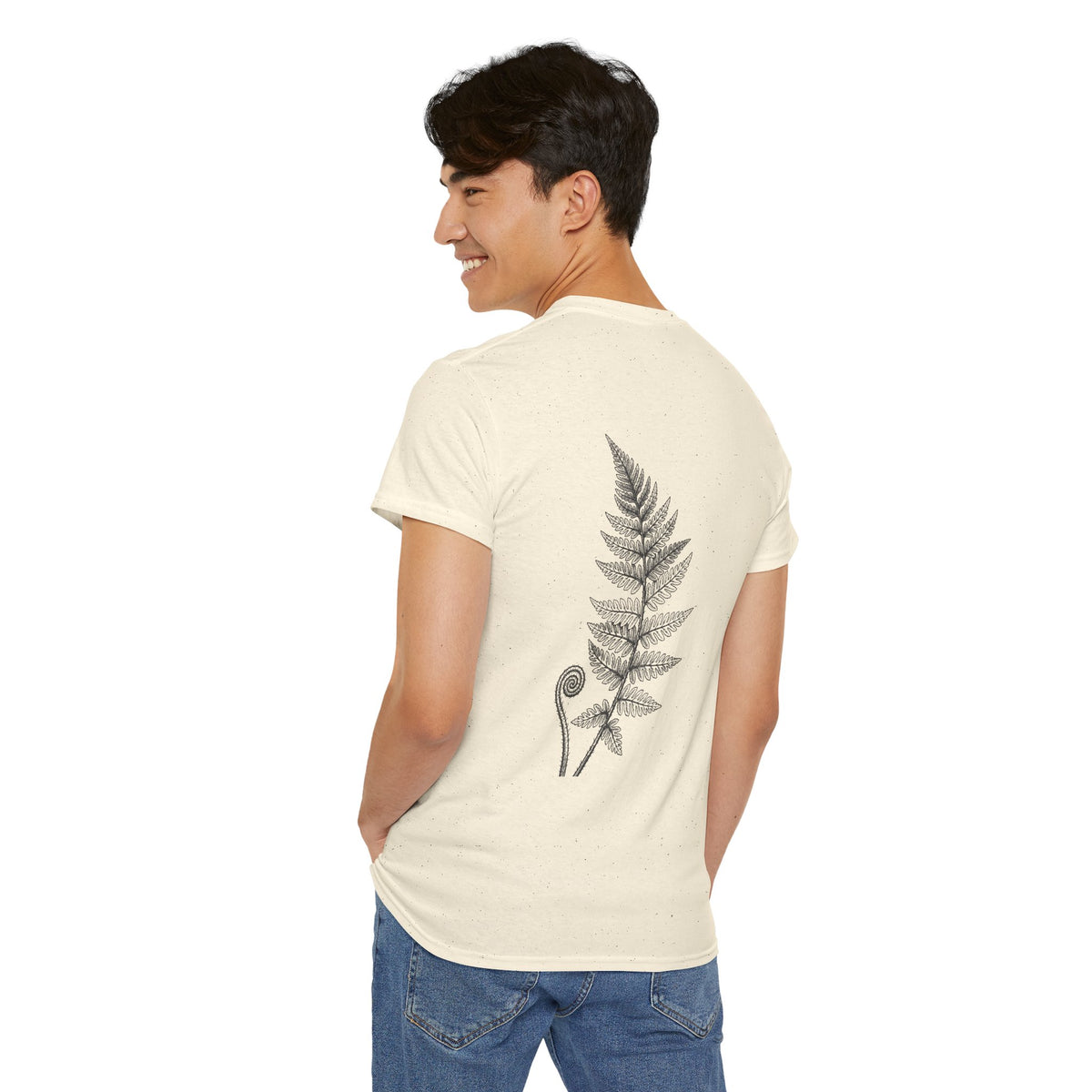 Fern Print T‑Shirt — Minimal Botanical Tee (Back Graphic)