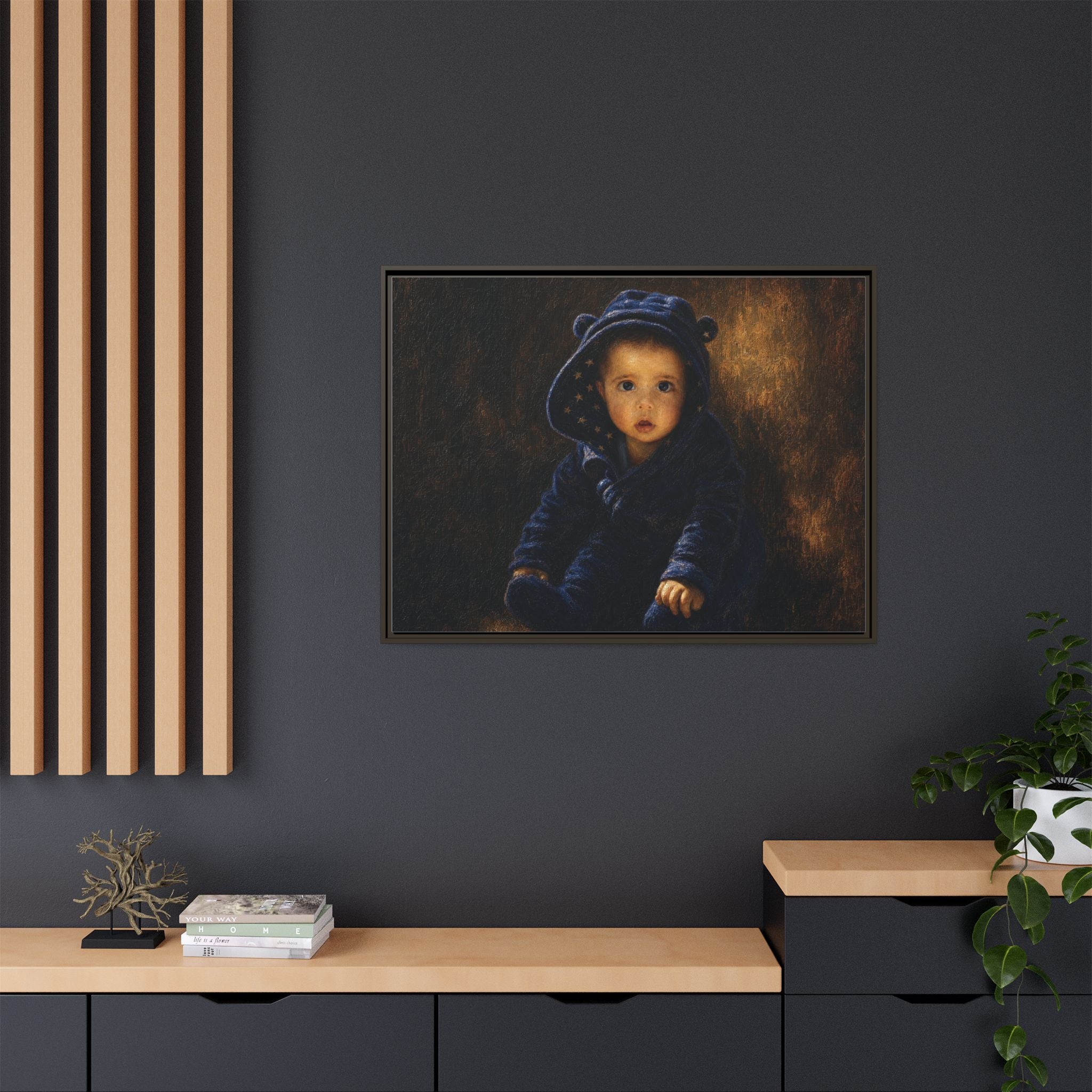 Framed Matte Canvas Print — Vintage Baby Portrait Wall Art