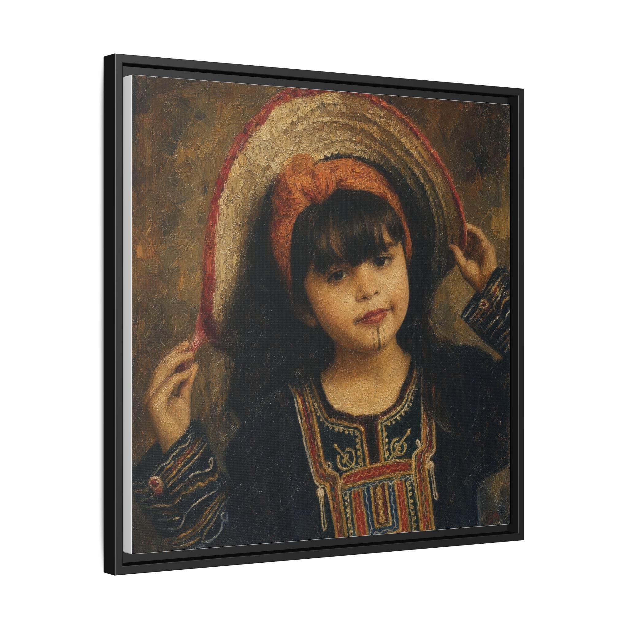 Framed Matte Canvas Wall Art — Vintage Portrait of a Girl